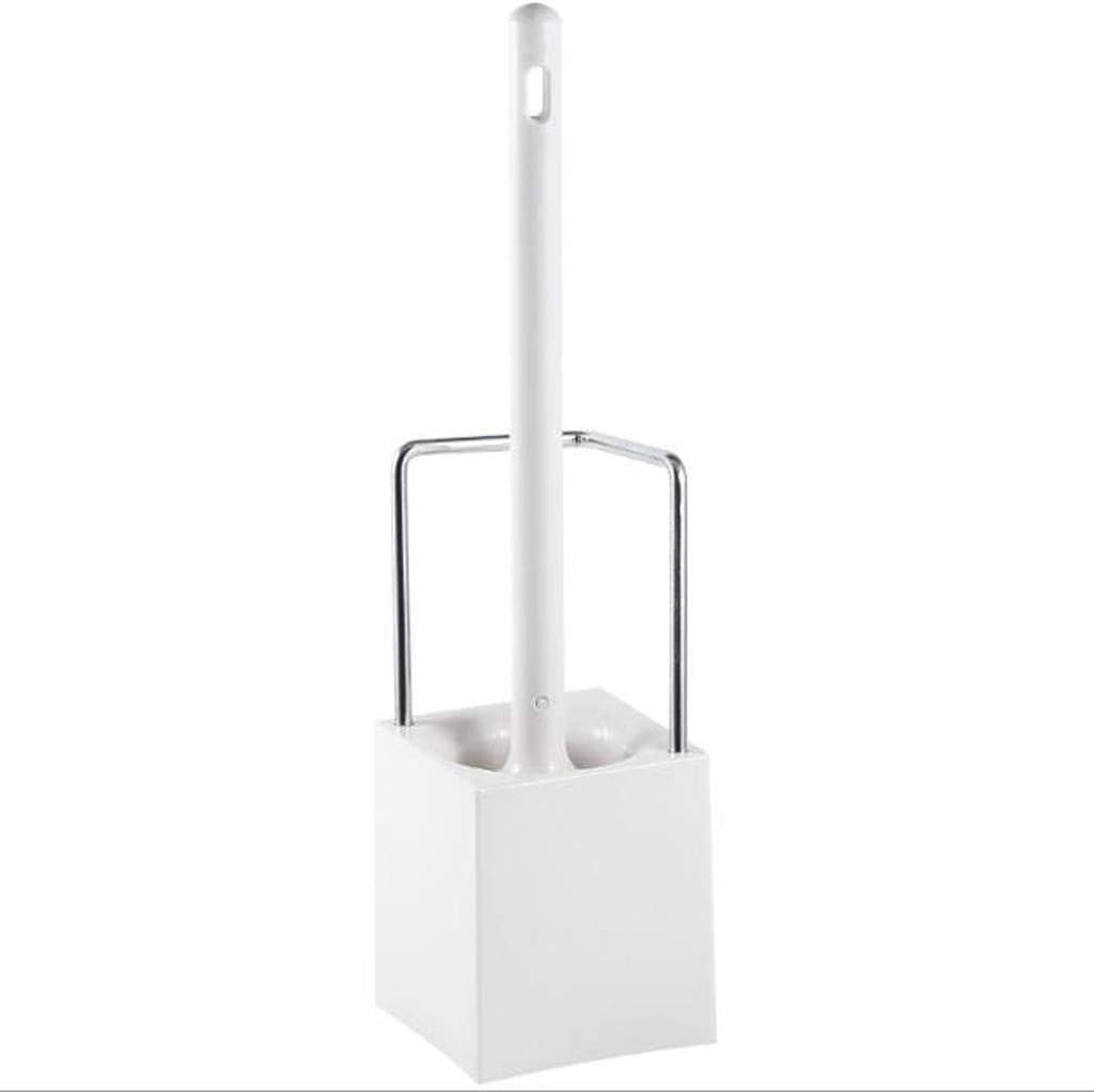 Brosse de toilette et support blanc ensemble de nettoyage arrondi