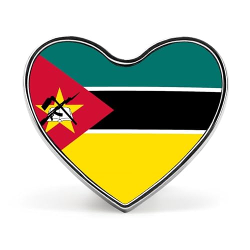 Broche en émail Drapeau du Mozambique, Insigne en Forme de cœur, Bijou Amusant pour Sac à Dos, vêtements et Chapeaux