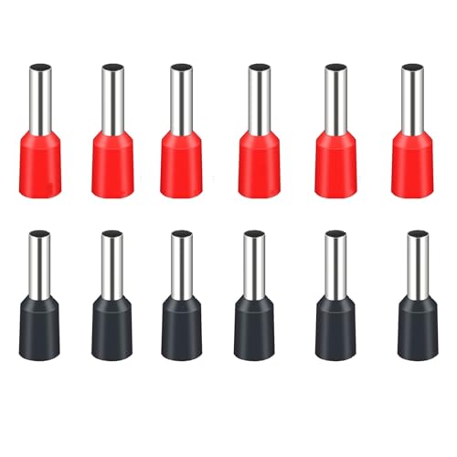 Image of 200 Pcs Wire Ferrules AWG 10 /6.0mm Wire Copper Crimp Connector,E6012 Connectors Insulated Ferrule Pin Cord End Terminals(100 Black + 100 Red)