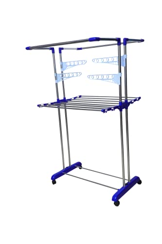 Image of Mega stand Clothes Drying Stand | Stand for Clothes Drying, Dress Hanging, and Small Cloth Drying - Your Reliable Drying Rack (Made of Stainless Steel)
