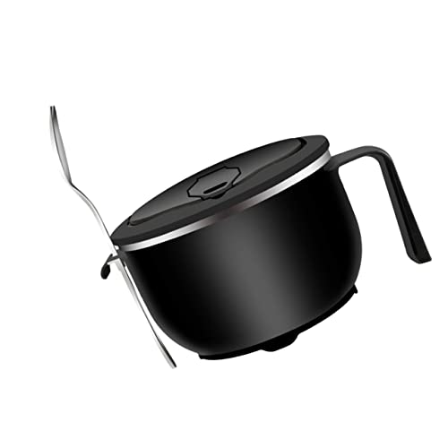 CLISPEED Bol à Nouilles Inox avec Couvercle et Poignée Antibrûlure Capacité Drainage Pratique Bol Alimentaire pour Étudiants et Repas Extérieur