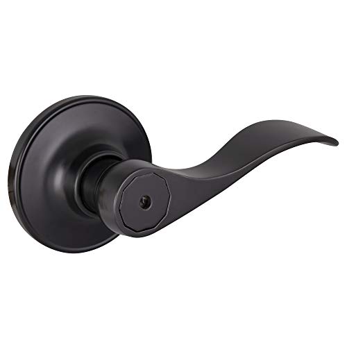 Image of Design House Springdale Privacy Door Lever, Matte Black | Surface, Transitional, Brass, Hardware, 778902