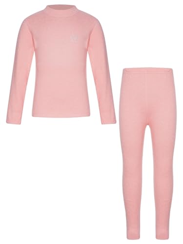 YEAHDOR Kids Boys Girls Thermal Underwear Set Base Layer Long Johns Set Mock Neck Thermal Tops and Bottoms Pink 2-3 Years
