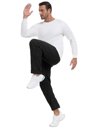 TOMEEK Jogginghose Herren Thermo Jogginghose Winter Fleece Gefüttert Trainingshose Lang Warme Sweatpants Winddichte Hose mit Kordelzug Taschen Sporthose Thermohose(Schwarz,M)