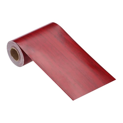 Image of MECCANIXITY Wood Grain Repair Tape, 4 Inch x 33 Feet Self Adhesive Wood Grain Tape Multi-Purpose Wallpaper Border Trim for Furniture Floors Windows Doors Tables Home DIY Projects, Red