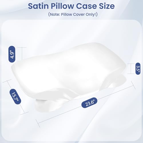 Image of Polyester, Spandex blend Pillowcase for Zelimun Cervical Pillow Only, Ergonomic Case, Smooth & Soft Pillowcase for Sleeping, White Pillow Cover with Zipper
