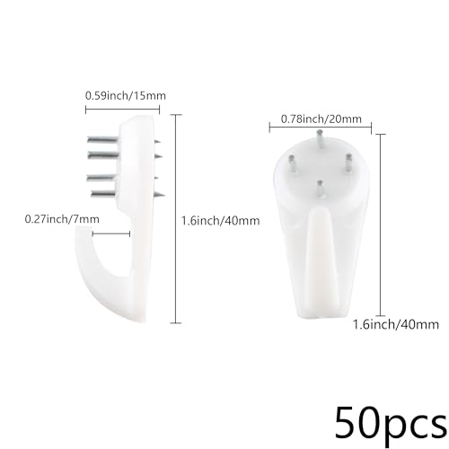 Image of Septe 50 PCS 1.6in Concrete Wall Hooks for Hanging Pictures Without Drilling, Suitable for Concrete /Cinder Block /Brick /Stucco /Hard Walls,Brick Hangers,No Damage Picture Hangers,No Drill Without Nails
