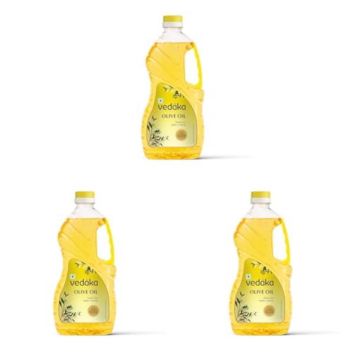 Image of Amazon Brand - Vedaka Olive Oil| for Indian Cooking | 2 L | Ideal for Frying, Roasting, Sauteing|Extra Light|Neutral Flavour (Pack of 3)