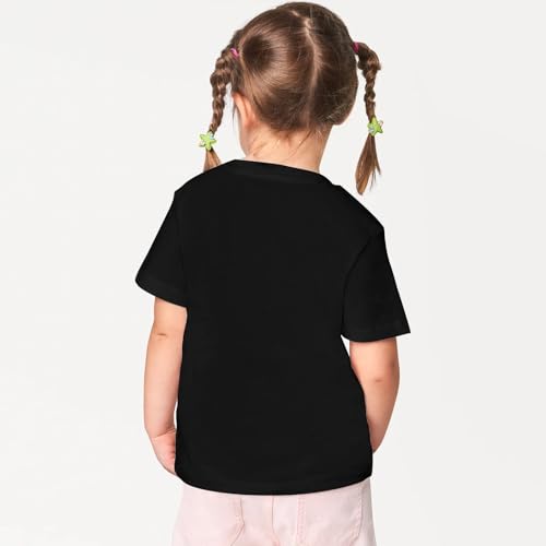 Camiseta de manga corta para niña, camiseta de verano para niña, cuello redondo, camiseta holgada, informal, cómoda, Negro , 150