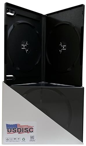 USDISC DVD Cases Standard 14mm Premium, Double 2 Disc, Black, Pack of 200