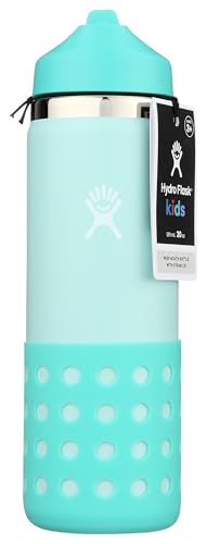 Image of Hydro Flask 20 Oz Kids Wide Mouth Straw Cap And Boot Dew