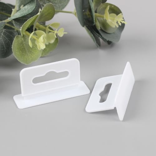 craspire 80 Stück Kunststoff Aufhänger für den Einzelhandel weiß 2,2 x 1,1 Zoll rechteckig strapazierfähig mit Schlitzloch Produkt Schmuckkästchen Display Lamellenwandhaken Aufhänger für Laden