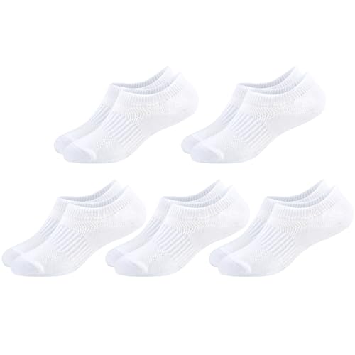 LO SHOKIM No Show Cotton Socks for Girls and Boys - Low Cut, Breathable, Non-Slip Short Socks for Kids - 5/10 Pairs