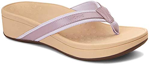 Vionic Womenâ€™s Pacific High Tide Toepost Sandals â€“ Ladies Platform Flip Flops with Orthotic Arch Support Mauve 8 Medium US