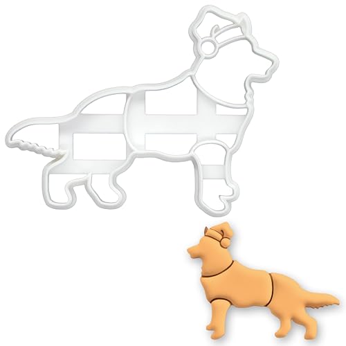 Bakerlogy - BAKERLOGY German Shepherd with Santa Hat Cookie Cutter (Full-Body) – Festive Alsatian Dog Biscuit Mold for Holiday Baking, Pet Treats & Christmas Cookies