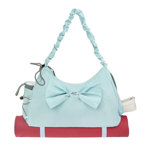 WOLT Bolsa de gimnasio para mujer, bolsa de yoga con compartimento para zapatos, soporte para colchoneta, bolsillo húmedo, tamaño de 18 pulgadas para viajes nocturnos, gimnasio, deportes de yoga,
