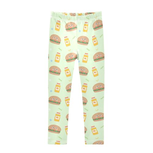 Hamburger Juice Girls Leggings,Workout Leggings for Girls Toddler Athletic Leggings Size for 3-10T