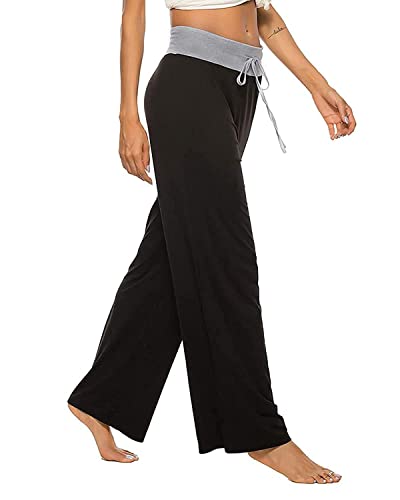 NEWCOSPLAY Women's Comfy Pajama Pants Casual Drawstring Palazzo Lounge Wide Leg Pants2