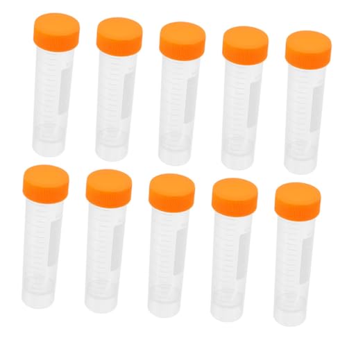 DECHOUS 10pcs 50ml Screw Cap Test Tubes Plastic Conical Tubes Lab Storage Vials Caps