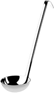 recus Soup Ladle, Stainless Steel, Professional Serving Ladle with Long, Hooked Handle, Bottom Ladle for Sauce, Soup, Stew, Cooking, Sauce Spoon, Kitchen Utensil, Silver (9cm/125ml)