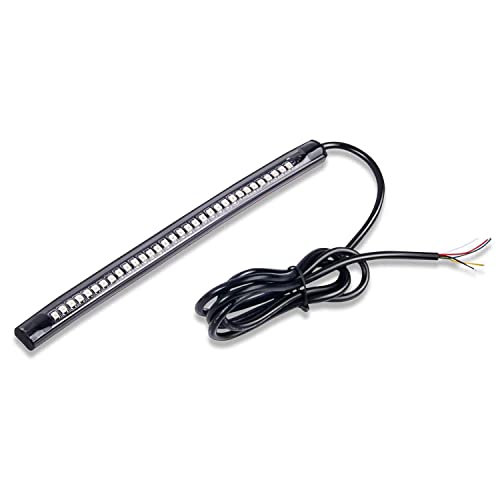Nilight 32 LED 8’’ Flexible License Plate Light Strip Tail Brake Stop Turn Signal Light Universal for Harley Motorcycle Bike ATV Car SUV, 2 Years Warranty