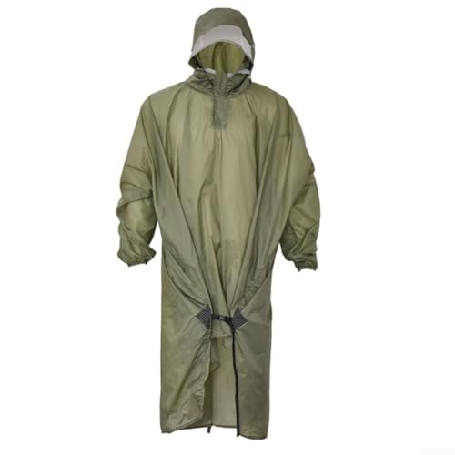 Chaqueta impermeable ligera 3 en 1 con nailon recubierto de silicona Ripstop y dobladillo trasero, protección de pies para uso en exteriores (verde azulado antiguo C)