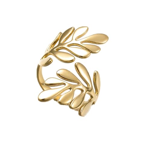 Women Ring, Stainless Steel Double Layer Leaf 18K Titanium Steel Adjustable Opening Ring Ring, Specially Designed for Fashionable Women, Suitable for - Various Festival Party Jewelry Gifts
