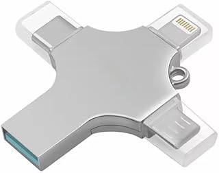 2TB 4-in-1 USB Flash Drive, Multi-Port Adapter with Lightning, Type-C, Micro USB Connectors, Silver