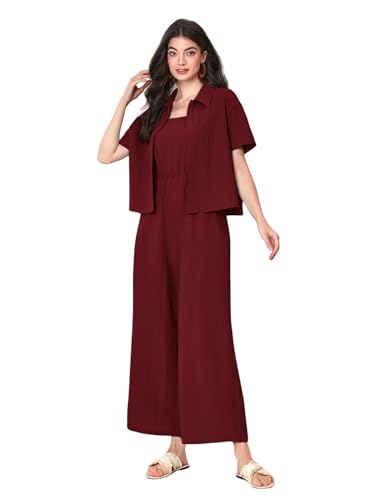 Image of TOPLOT Women's Jumpsuit Co-ord Set | Soft Breathable Feel | Comfortable Fit with Easy Movement | Stylish One-Piece Outfit Design | Perfect for Casual & Travel (5225)