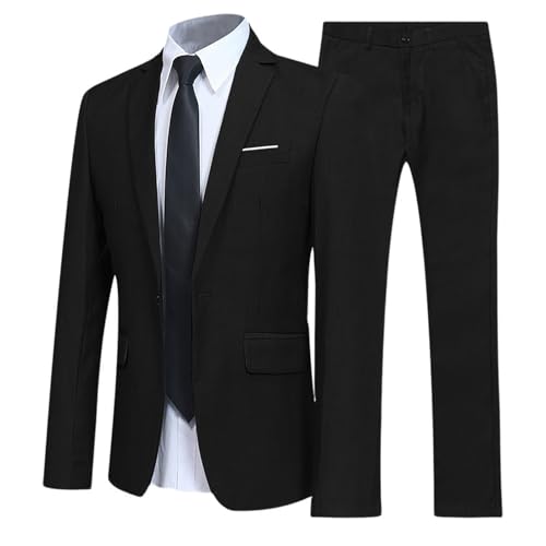 Mens Suit 2 Piece Slim Fit Blazer Jacket Pants Set Classic Big and Tall Suit Business Wedding Party Dress Set