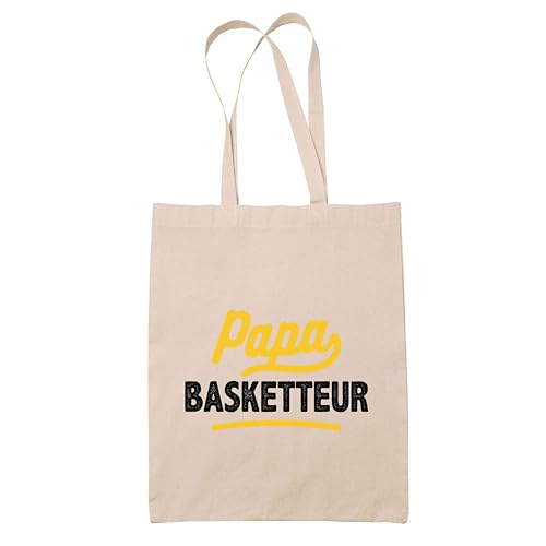 Sac cabas jute papa basketteur tote bag courses et sport famille