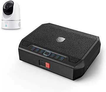 eufy Security IndoorCam P24+ Smart Safe S12, 2K, Pan & Tilt, Wi-Fi Plug-in AI Indoor Security Camera, Biometric Gun Safe for Pistols, Instant Alerts, CA DOJ Certification 1-Button Emergency Call