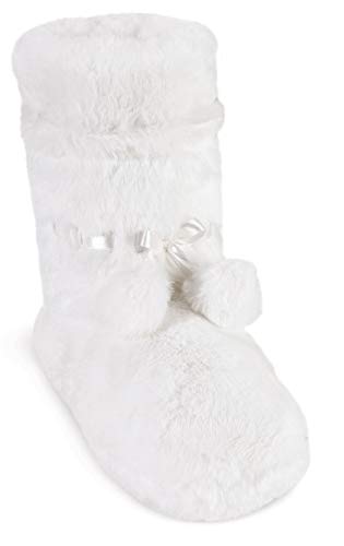 Pajamagram House Slippers For Women - Womens Bootie Slippers, White, Sm #TOP1