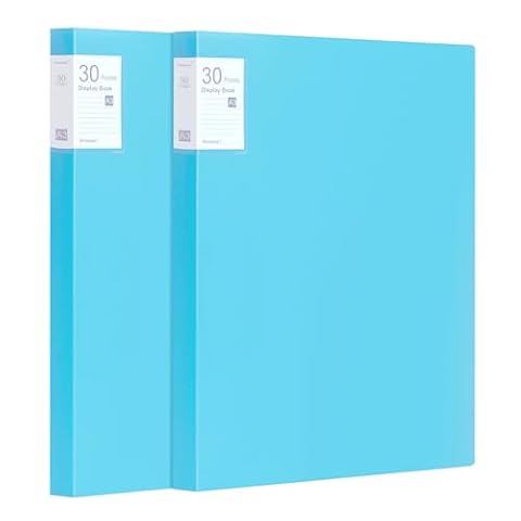 Srvnpioy 2 sztuki A3 albumu prezentacyjnego, segregator w formacie A3, z 30 przezroczystymi koszulkami na 60 arkuszy, do dzieł sztuki, dokumentów, portfolio, kolor niebieski