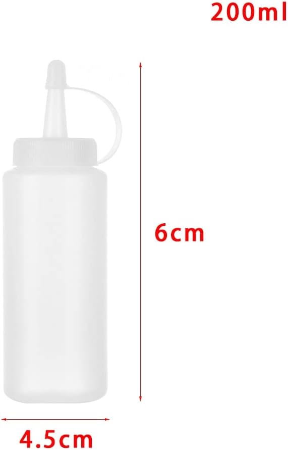 Sauce Bottle 200ml/320ml/450ml/750ml Chocolate Squeeze Bottle with Cap Plastic Cake Decorating Tool Bread Baking Condiment Dispenser Bottle for Ketchup Sauces Dressings (Color : 750ml) (200ml )