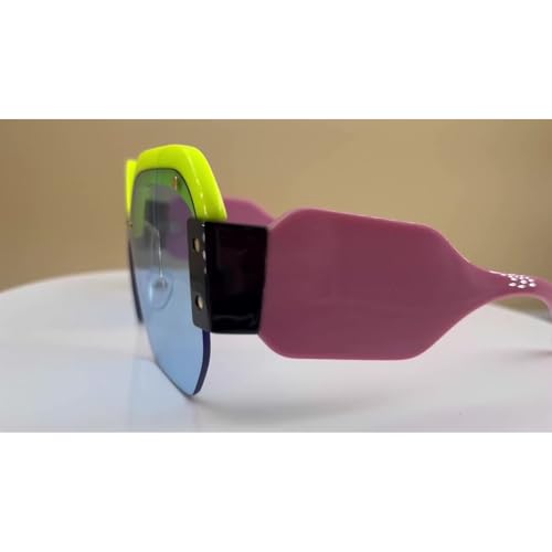 Trendy Sunglasses for Men and Women, Multicolor Frame Blue Lens Fashion Shades4