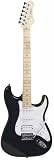 Woodbrass ST100 E-Gitarre, Schwarz, vielseitige Gitarre, ideal für Anfänger, Korpus ST-Form, amerikanische Linde, Ahorngriffbrett, Rock-Stil, Pop, Funk, Country, Hardware, Metall