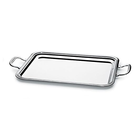 SWEET HOME Silverpläterad rektangulär bricka med handtag engelsk stil kod.52995 cm 45x35 från Varotto & Co.