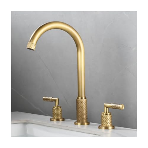 Robinet de lavabo 3 trous en laiton massif gris antique de style moderne
