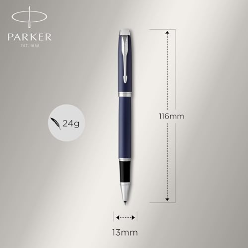 Image of Parker IM Rollerball Pen, Matte Blue, Fine Point, Includes Black Ink Refill - Smooth Writing, Polished, Professional, Sleek Design
