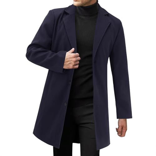 generisch Trench coat - Giacca lunga da uomo, in lana,