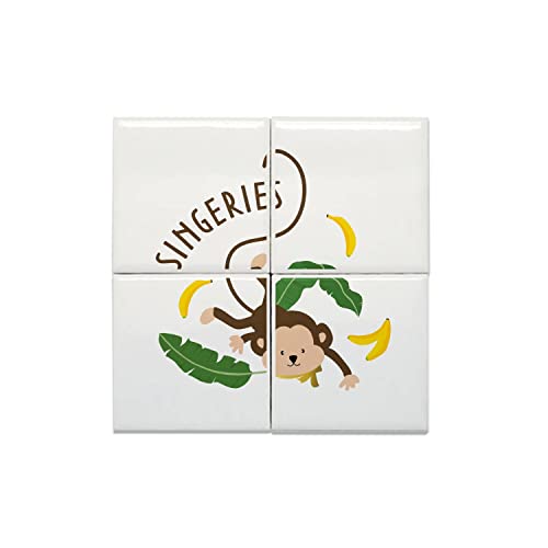 Carreaux céramique décoratif de qualité supérieure : lot d'art 40x40cm signé Mr. Singe Roi