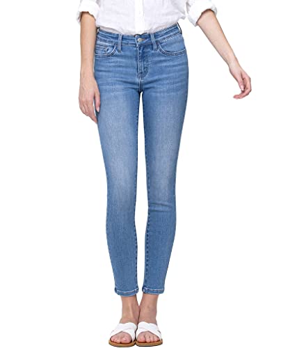 VERVET by Flying Monkey Blue Fading Whiskering Wash Skinny Denim Jeans Mid-Rise