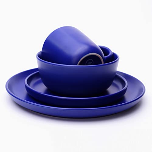 Müllerheim 903 Collection 16-Piece Contemporary Ceramic Stoneware Everyday Dinnerware Set, Matte Blue, Service For 4, Dishwasher And Microwave Safe, Lead-Free, Dinner Plates, Salad Dish, Bowls, Mugs #TOP7