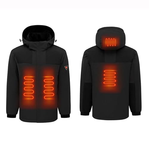 Heated Jackets for Women Men Waterproof Windproof Electric Heat Jacket, Winter Warm Windproof Hooded Heated Coat (Black,4XL)