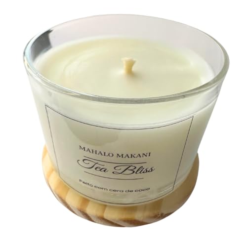 Vela Artesanal Aromática Chá Branco 100g – Aroma Relaxante, Queima Limpa e Duradoura – Mahalo Makani