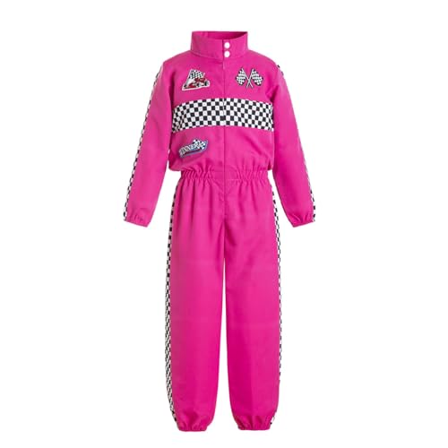Boy Girl Kid Racer Uniform Costume Kids Racing Jumpsuits Race Car Driver Suit 4 Years Pink