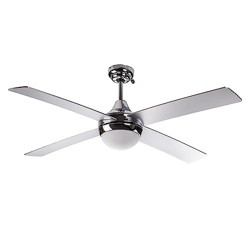DEMA Deckenventilator Ventilator Granada silber Ø 130 cm mit Lampe + Fernbedienung 130 Watt