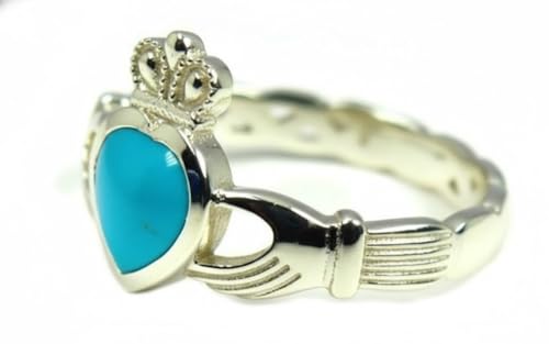 Image of Choose Your Color Natural Gemstone Irish Claddagh Silver Ring Friendship Love 55 Carat Brand Size 5 to 12
