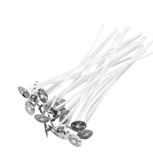 20 mechas para velas, algodón orgánico natural con resistente, inodoro y limpio para la fabricación de velas (10 cm)
